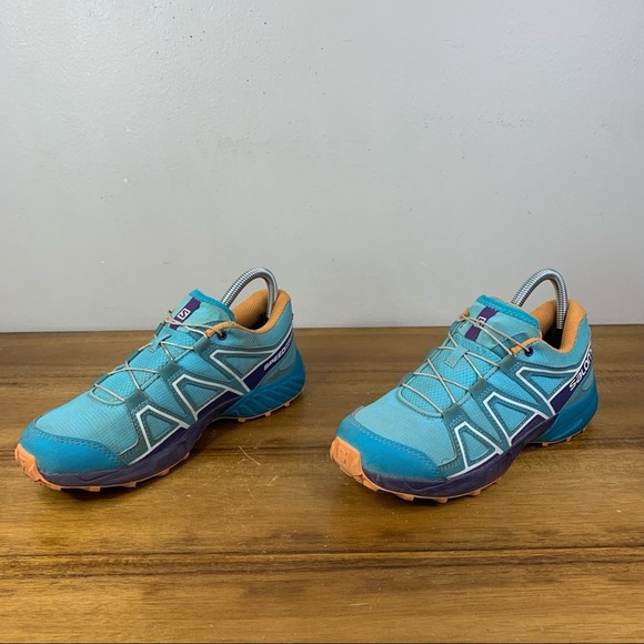 Salomon Speedcross Light Blue Orange Trail Running Shoe Size 6 - Picture 3 of 9